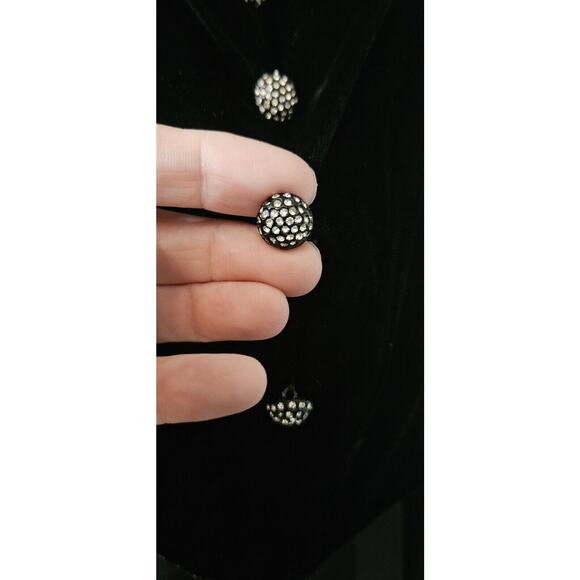 Laundry by Shelli Segal Velvet Jumpsuit SZ 8 Rhinestone Buttons Sleeveless READ - Picture 10 of 11